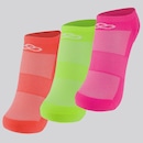 Kit 3 Pares de Meias Olympikus Cano Invisível Feminino Neon 2 - Foto 1