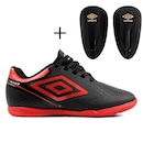 Kit Chuteira Futsal Infantil Umbro Adamant Top Speed Jr + Caneleira - Foto 1