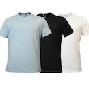 Kit 3 Camisetas DX Essentials Casuais Algodão Bordado - Masculina - Foto 1