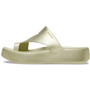 Sandália Feminino Crocs Getaway Platform Toe Loop Champagne Metallic - Foto 3