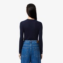 Cardigan de lã Merino de malha canelada Lacoste Feminina - Foto 3