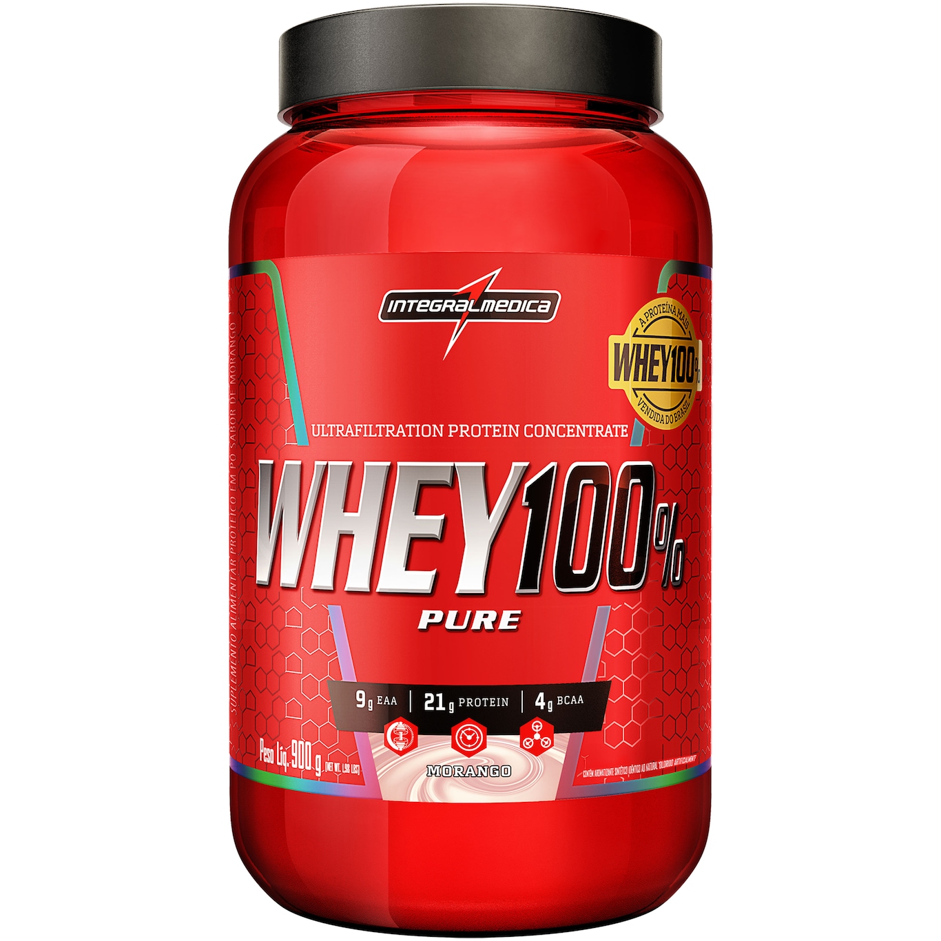 Whey Protein Integralmédica Morango Pure 100% - 900g - Foto 1