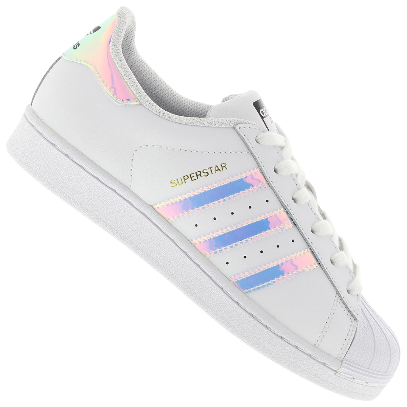 Tênis Adidas Infantil Superstar Iridescent Preto BY2186