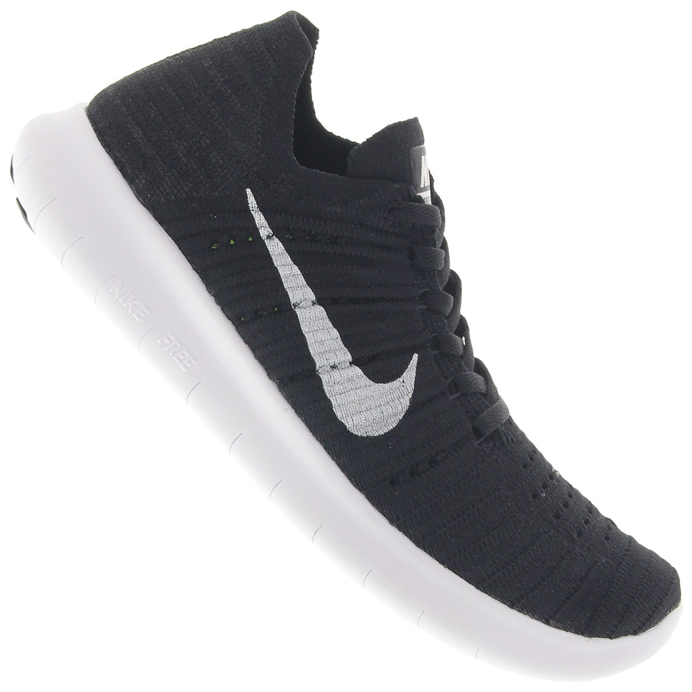 Nike free rn 2024 flyknit feminino preto