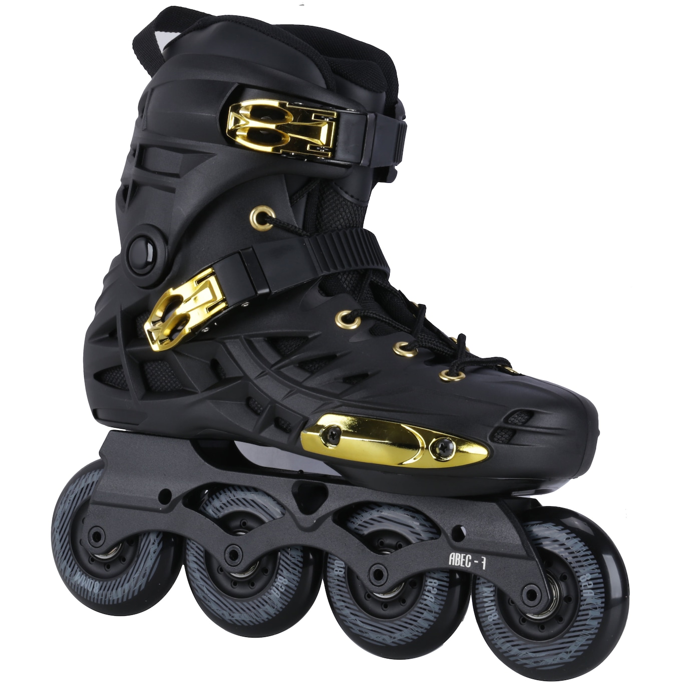 Patins Oxer Darkness Gold - In Line - Freestyle - ABEC 7 - Base de Alumínio - Adulto - Foto 1