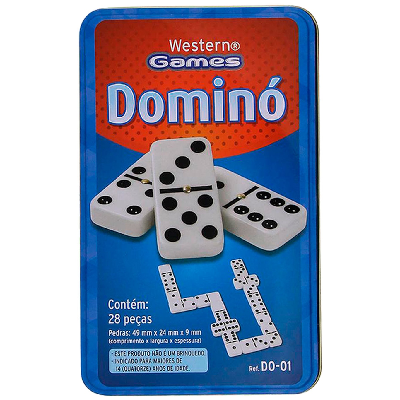 Jogo De Dominó Com Estojo Vermelho 28 Peças Western - DO-06