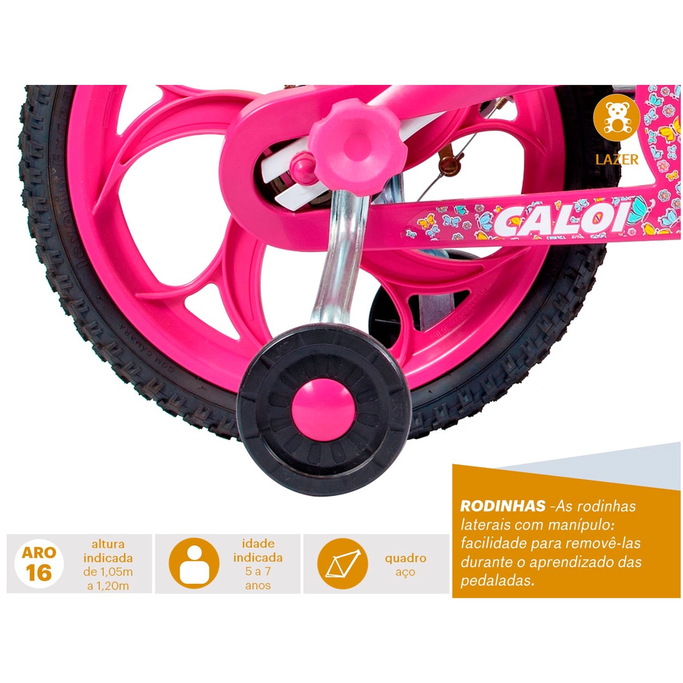 Bicicleta Caloi Ceci - Aro 16 - Freio Cantilever - Feminina - Infantil - Foto 6