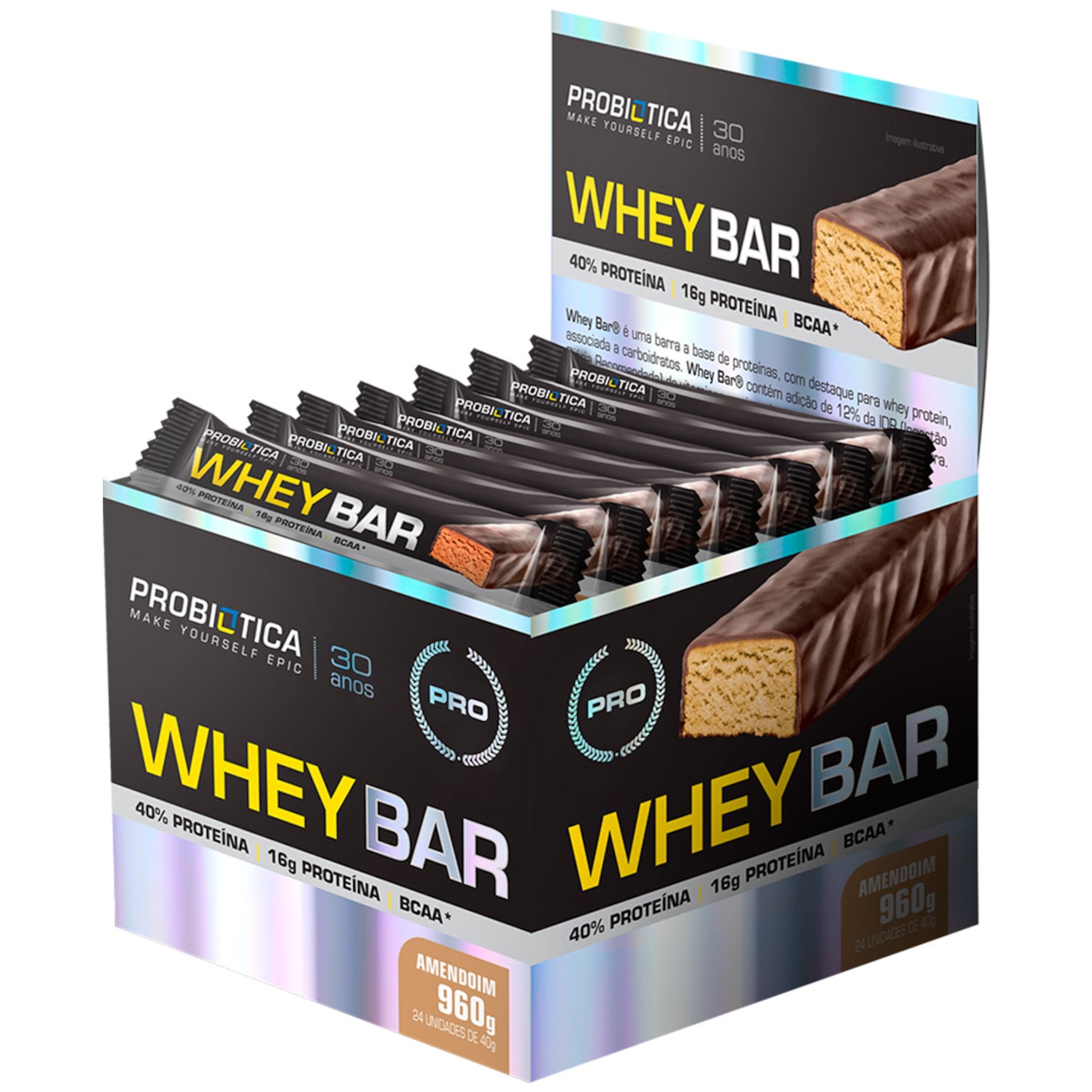 Barra de Proteína Probiótica Whey Bar - 24 Unidades - Amendoim - Foto 1