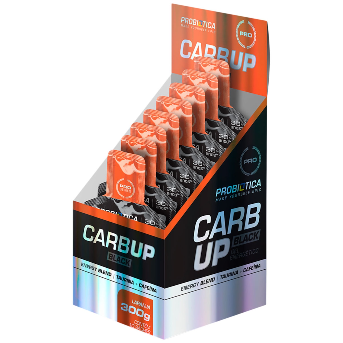 Energético Probiótica Carb-Up Gel Black - Laranja - 10 Unidades - Foto 1