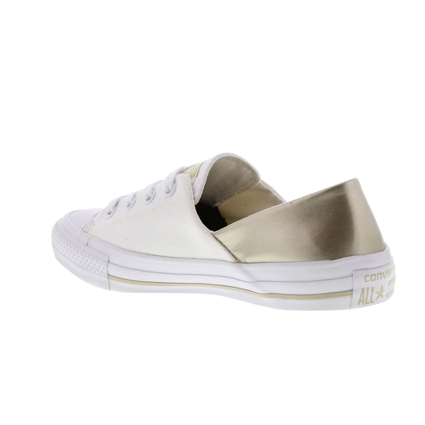 Converse white & gold all store star coral craft pu ox trainers