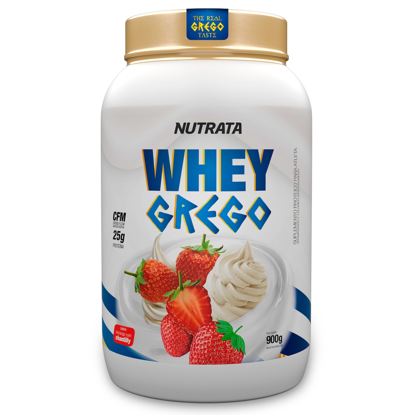 Whey Protein Nutrata Morango Grego - 900g - Foto 1