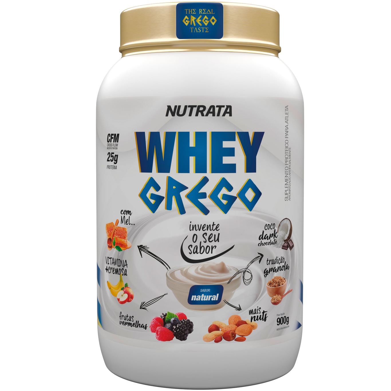 Whey Protein Grego Nutrata Natural 900Gr - Foto 1