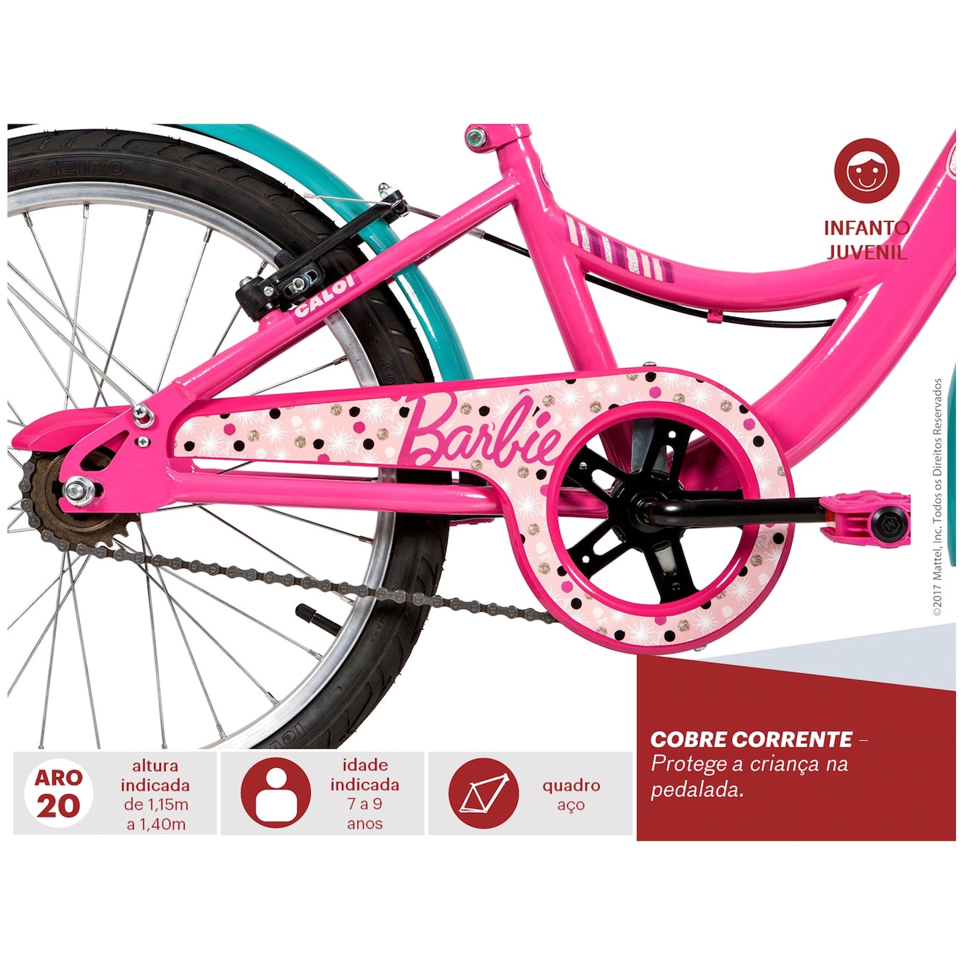 Bicicleta Caloi Barbie - Aro 20 - Freios V-Brake - Feminina - Infantil