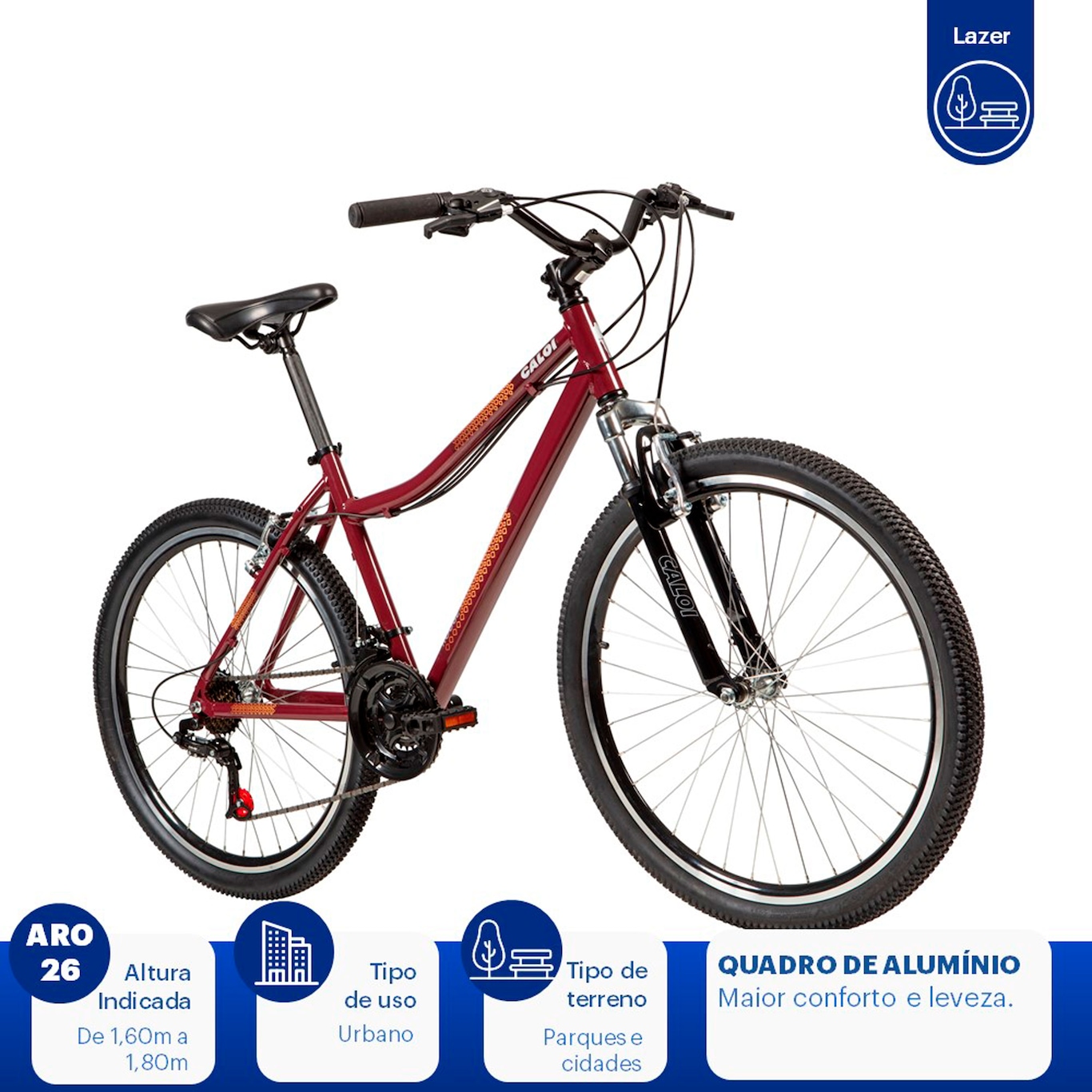 Bicicleta Caloi Rouge - Aro 26 - Freio V-Brake - Adulto - Foto 2