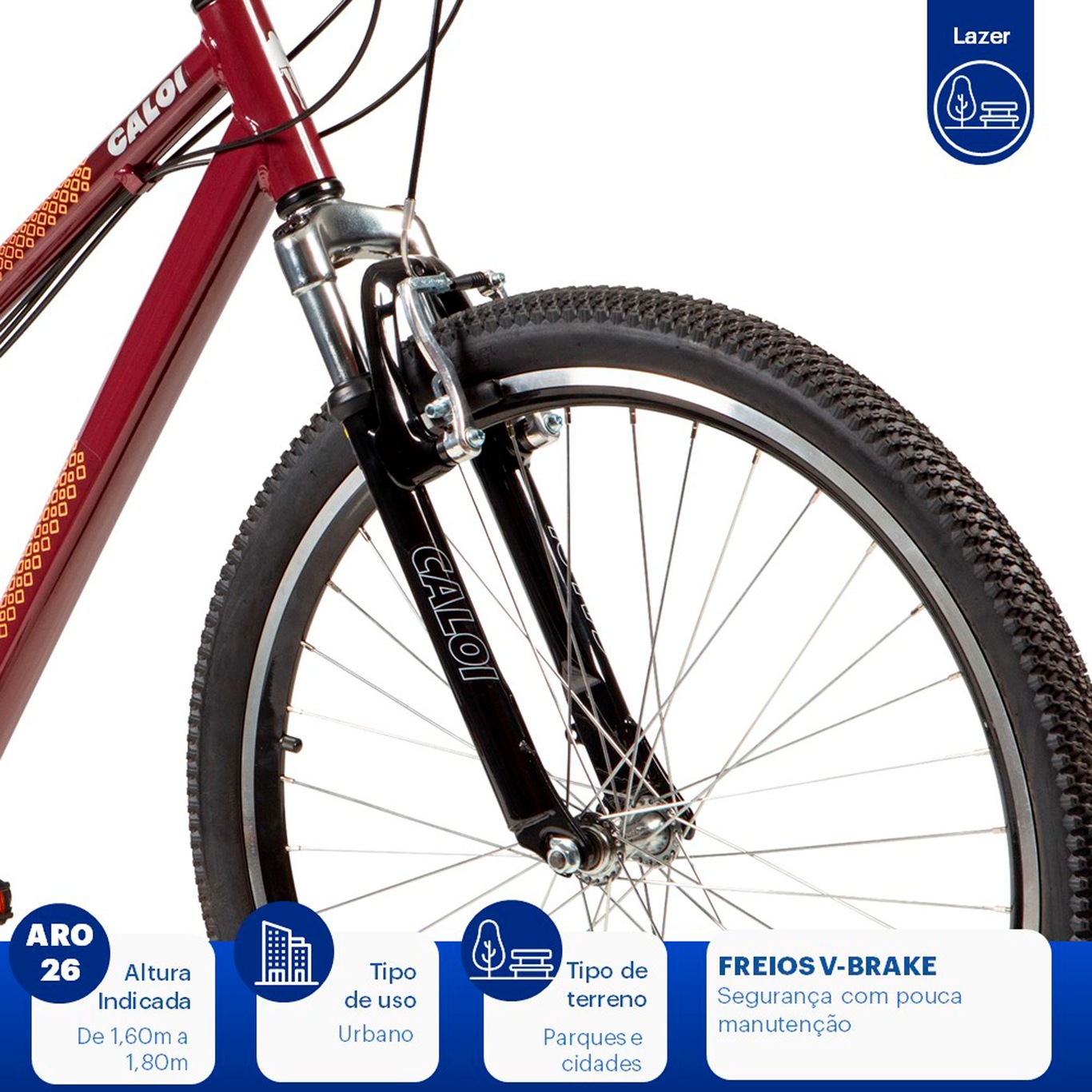 Bicicleta Caloi Rouge - Aro 26 - Freio V-Brake - Adulto - Foto 5