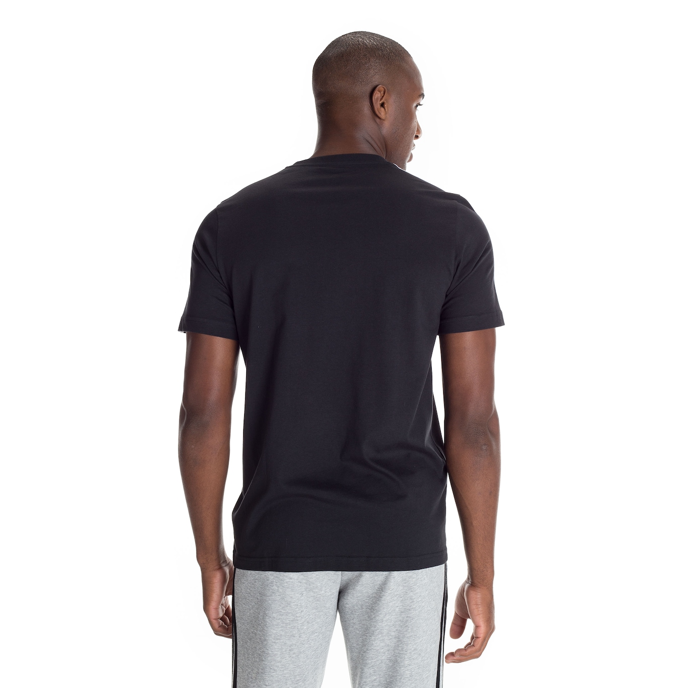 Camiseta Adidas Essentials 3 Listras Preta e Branca - FutFanatics