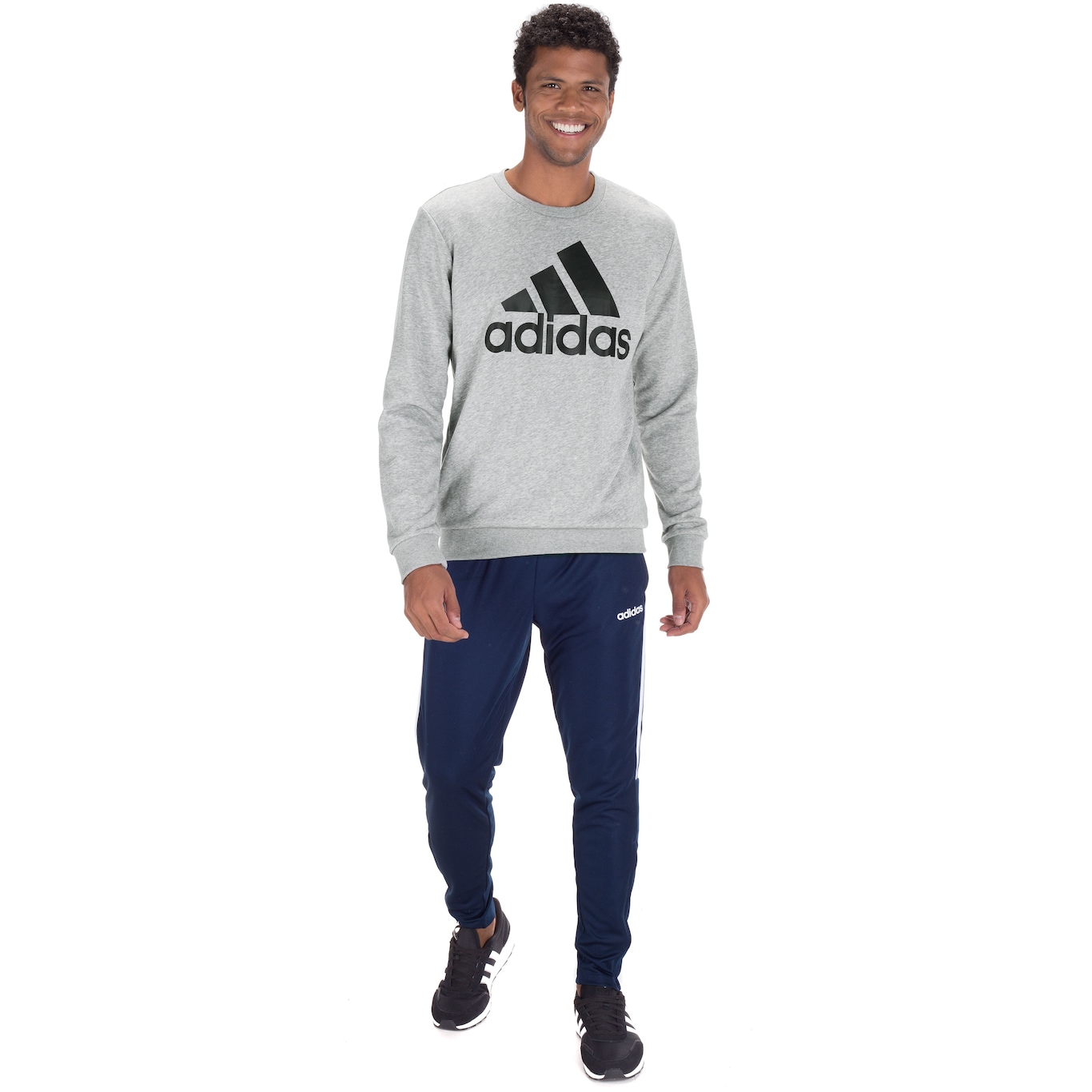 Blusão de Moletom sem Capuz adidas Essentials Logo - Masculino - Foto 4