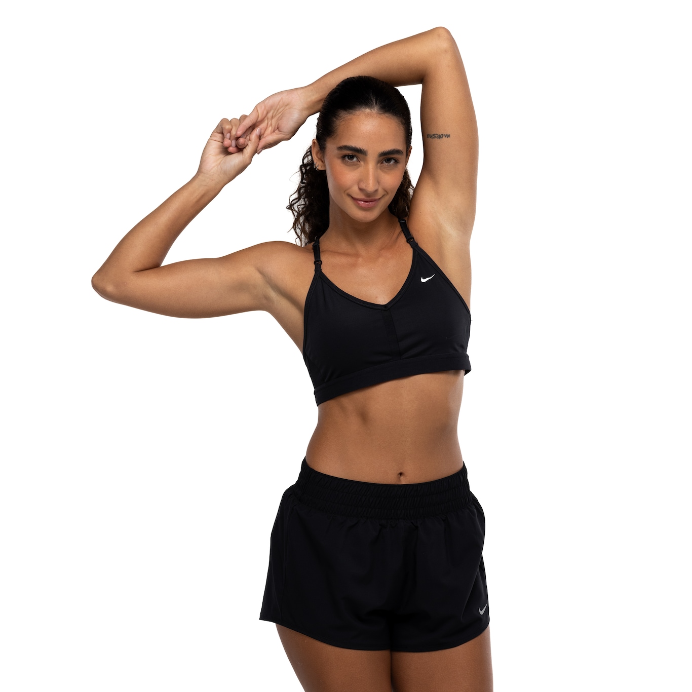 Top Fitness com Bojo Nike Baixa Sustentação Dri-Fit Indy Bra Vneck Adulto - Video 1