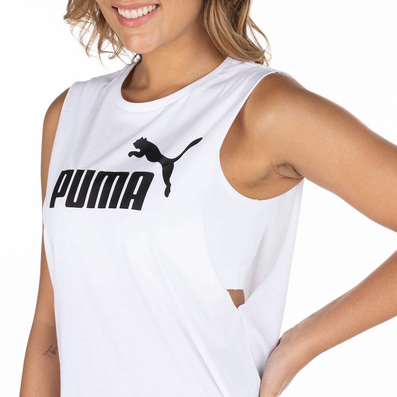 Camiseta Regata Puma Essentials Cut Off Logo Tank - Feminina - Foto 4