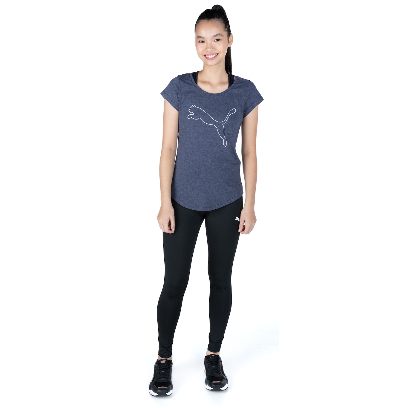 Camiseta Puma Feminina Manga Curta Performance Heather Cat - Foto 4