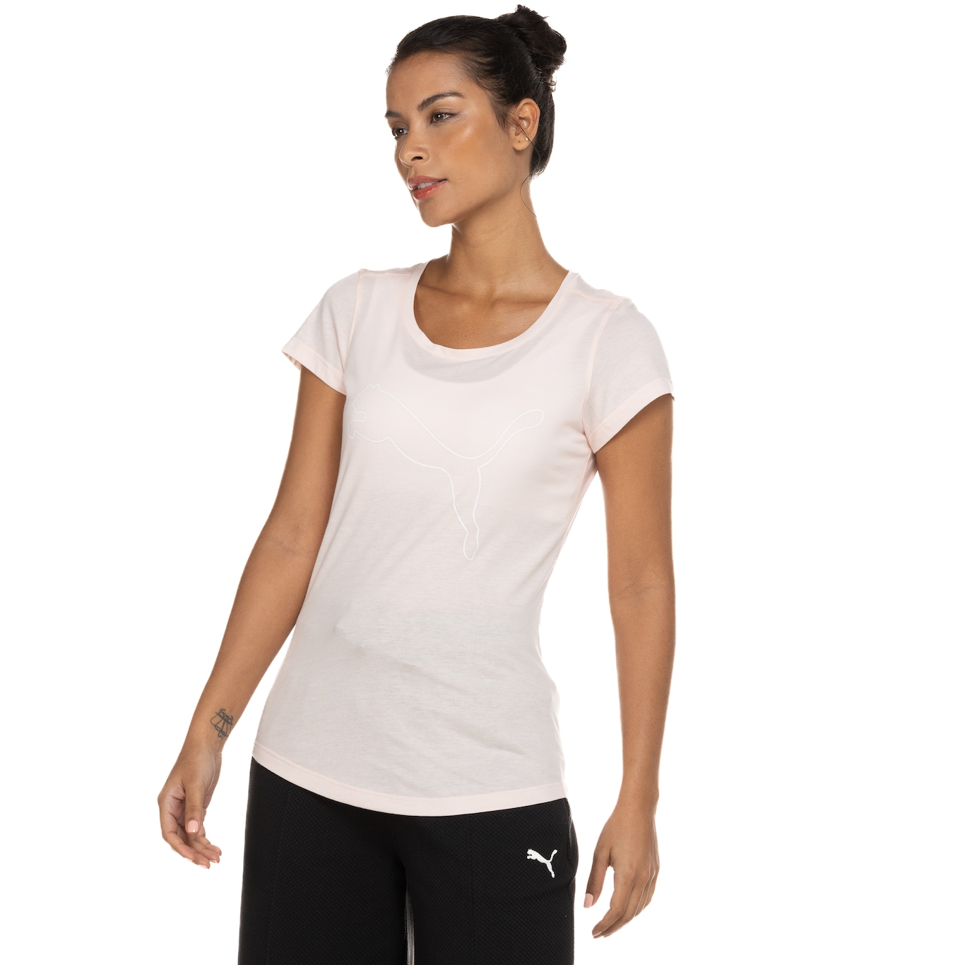 Camiseta Puma Feminina Manga Curta Performance Heather Cat - Foto 5