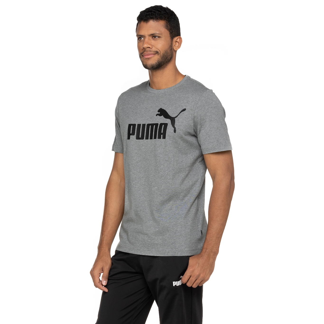 Camiseta Puma Manga Curta Essentials Logo Tee - Masculina - Foto 4