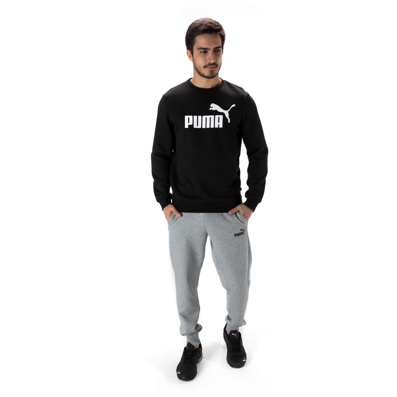 Blusão Puma Essentials Big Logo Crew FI - Masculino - Foto 4