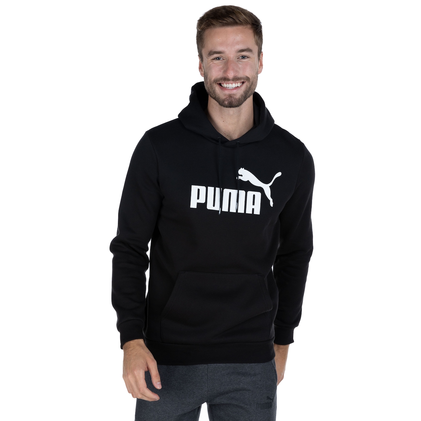 Blusão Puma com Capuz Masculino Essentials Big Logo - Foto 1