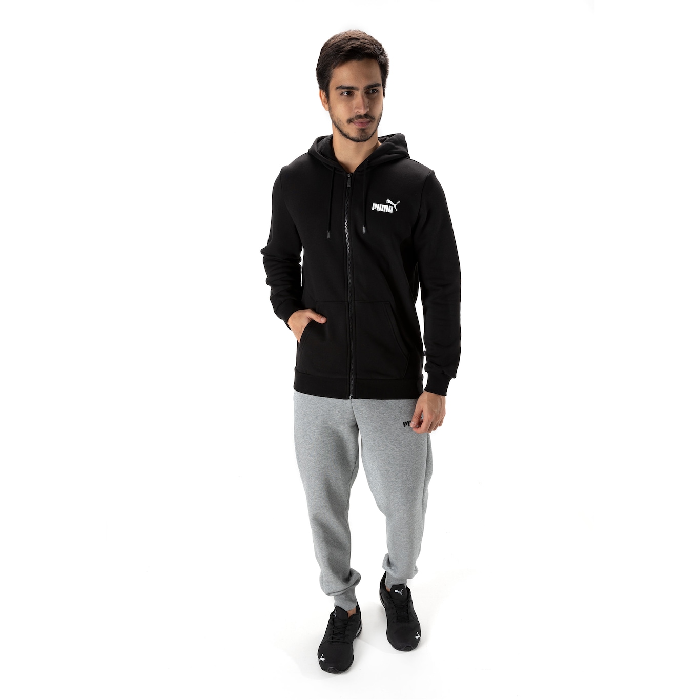 Jaqueta Puma com Capuz Essentials Small Logo FZ Hoodie FL - Masculina - Foto 4