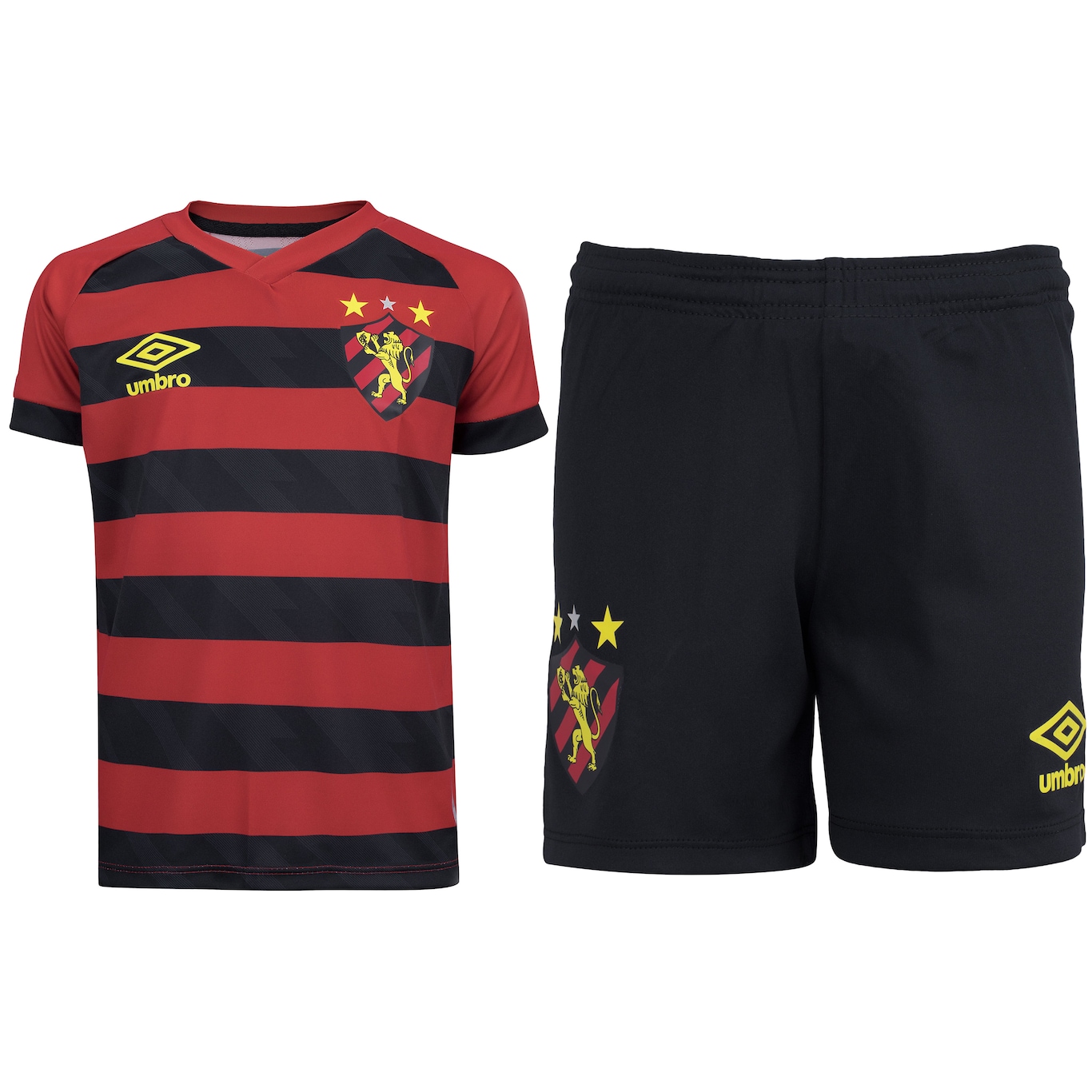 Kit de Uniforme de Futebol Infantil do Sport Club do Recife I 21 com Camisa  e Calção Umbro em Promoção