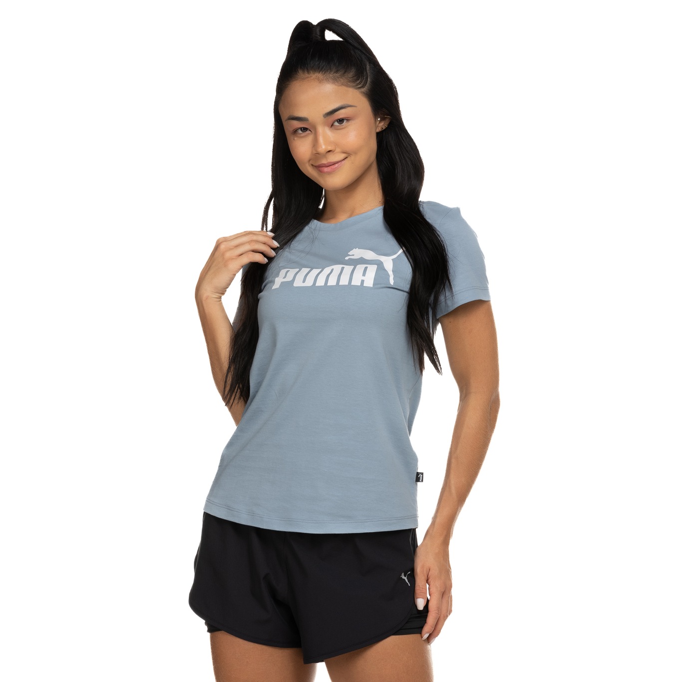 Camiseta Puma Manga Curta Essentials Logo - Feminina - Foto 4