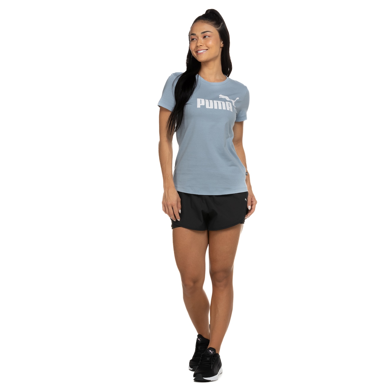 Camiseta Puma Manga Curta Essentials Logo - Feminina - Foto 5