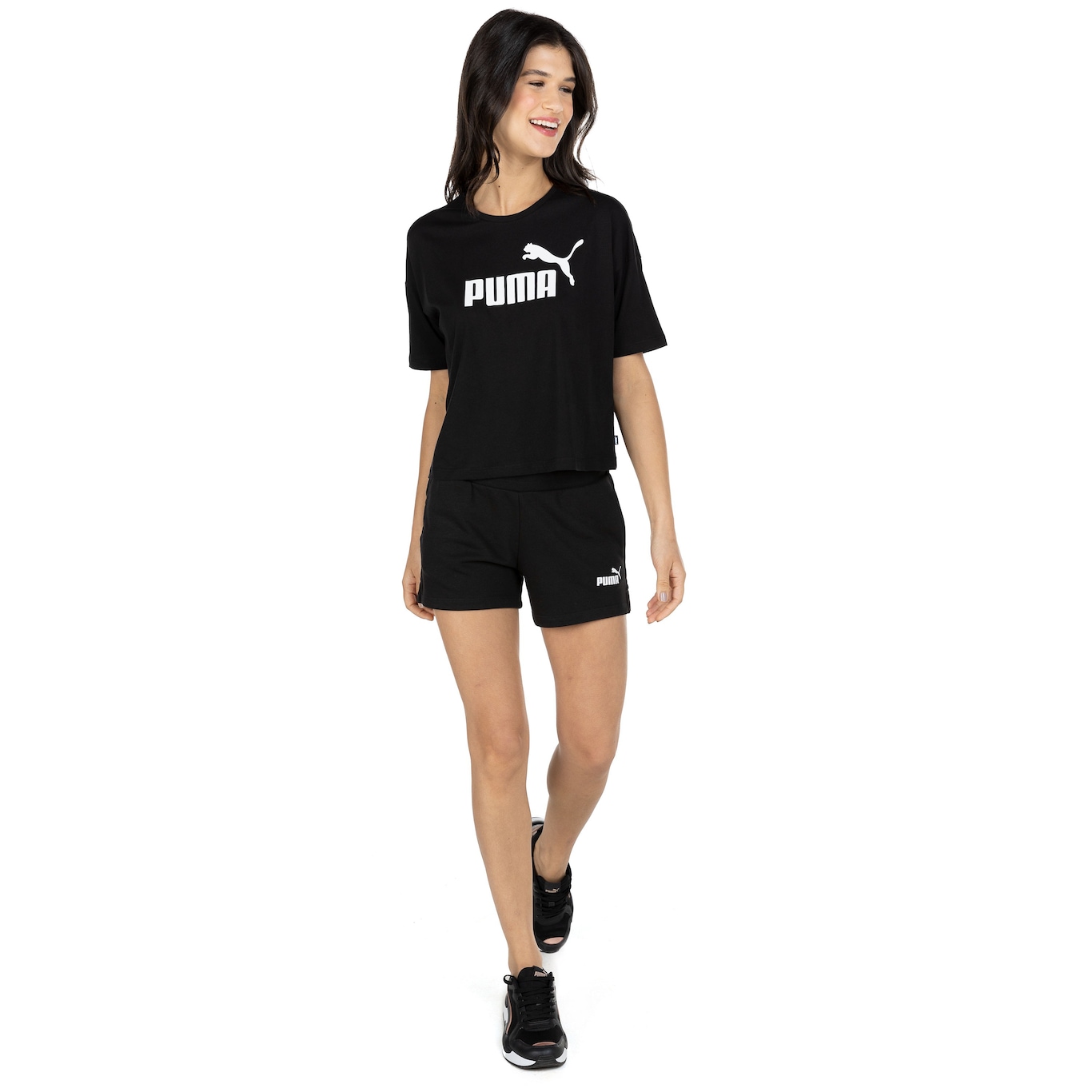 Blusa Feminina Manga Curta Cropped Puma Essentials Logo Tee - Foto 6