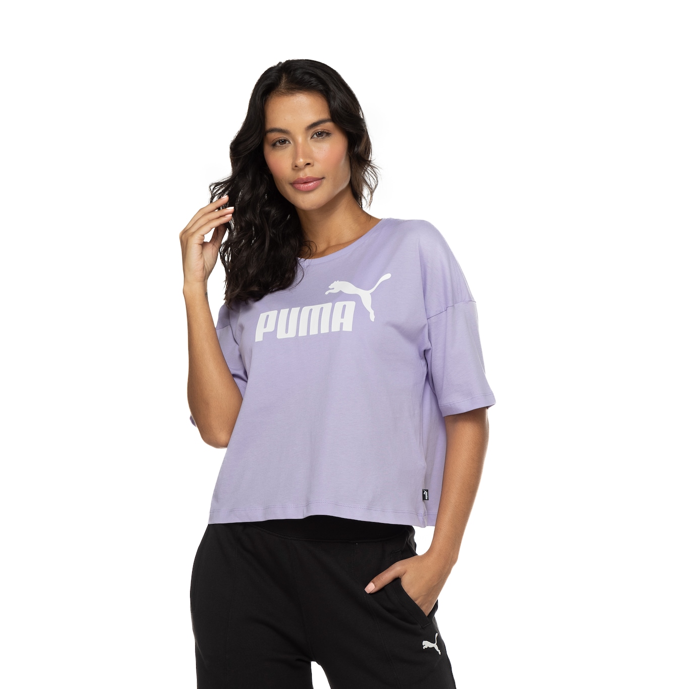 Blusa Feminina Manga Curta Cropped Puma Essentials Logo Tee - Foto 4