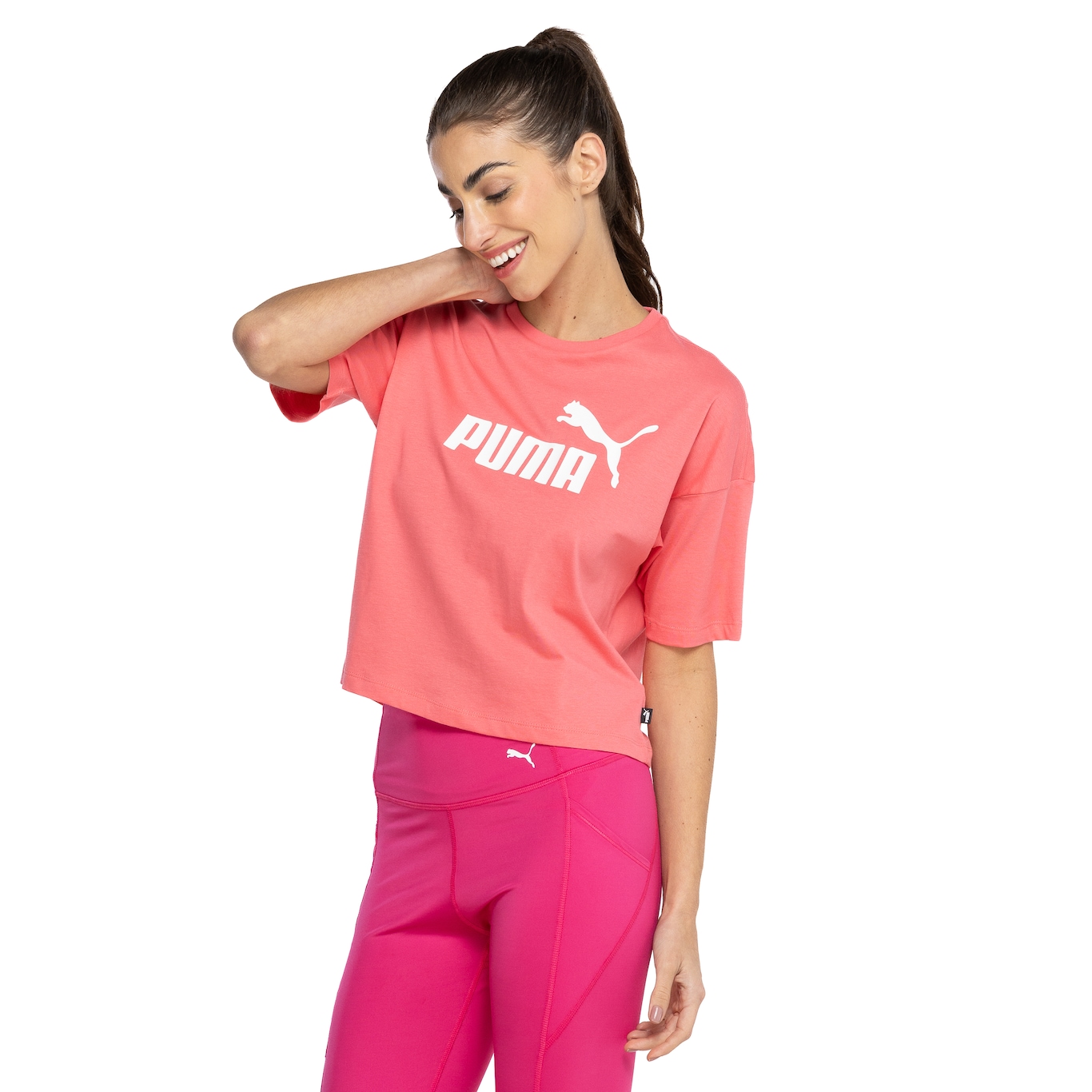 Blusa Feminina Manga Curta Cropped Puma Essentials Logo Tee - Video 1