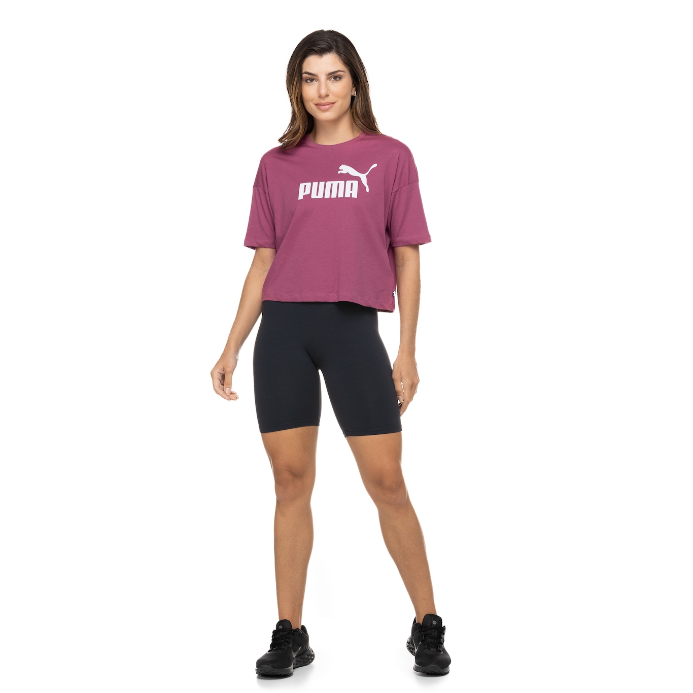 Blusa Feminina Manga Curta Cropped Puma Essentials Logo Tee - Foto 4