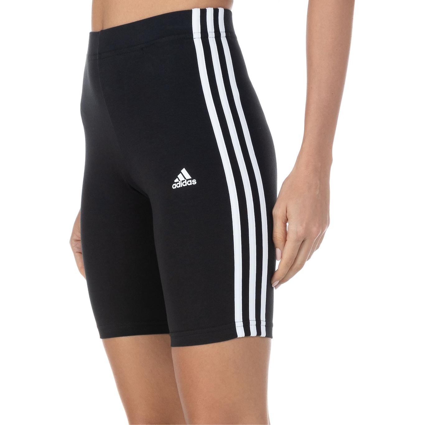 Essentials 3-Stripes Bike Shorts (Plus Size) - Black, Women's Lifestyle