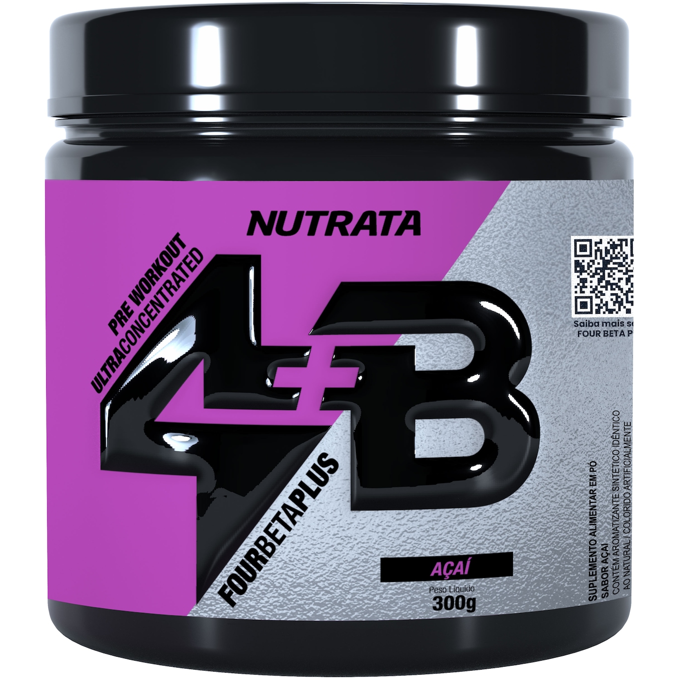 Pré-Treino Nutrata 4B Four Beta Plus - 300g - Açaí - Foto 1