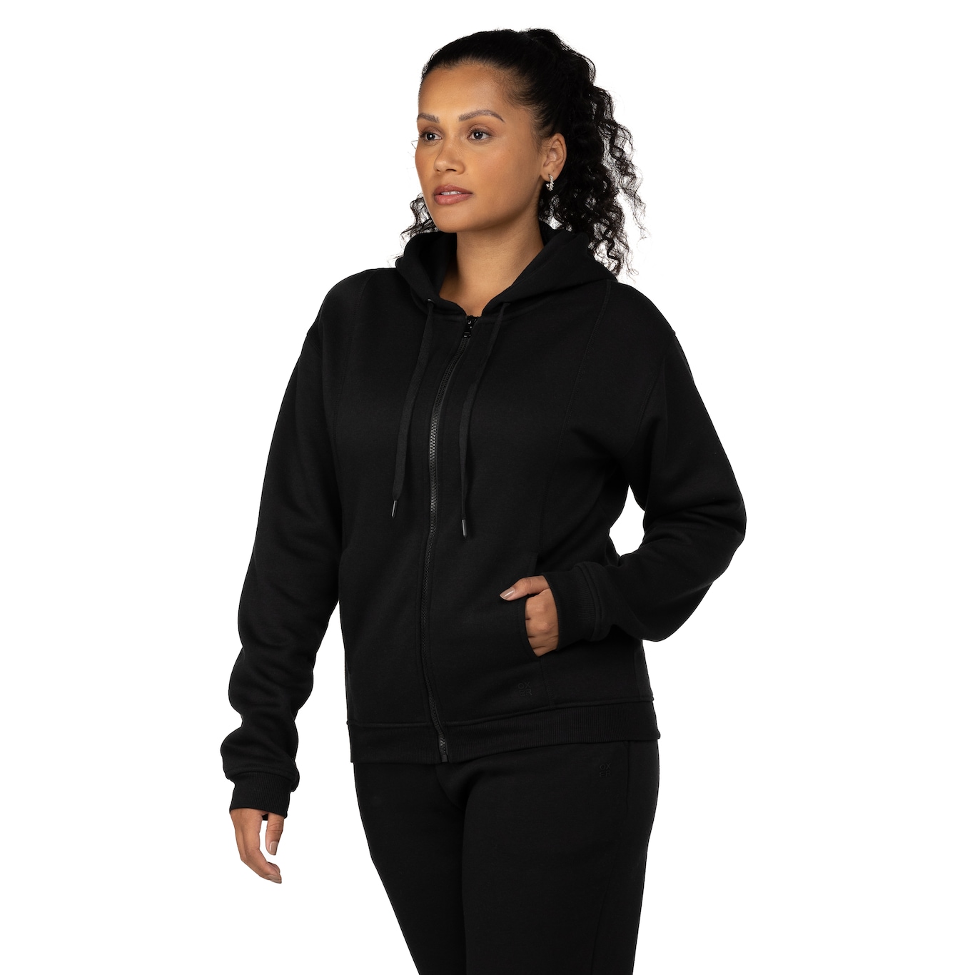 Moletom Zíper Feminino Preto - Compre agora