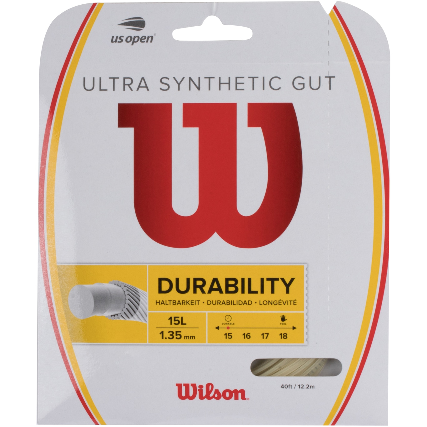 Corda para Raquete de Tênis Wilson Ultra Syn Gut 15L Cartela NT - 12,2m - Foto 1