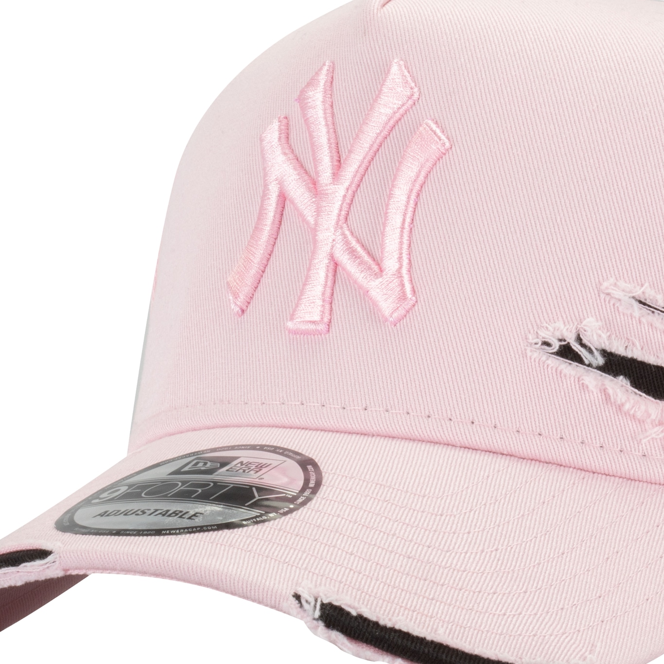 Boné New York Yankees MLB Aba Curva New Era 940 Strapback Destroyed - Adulto - Foto 4