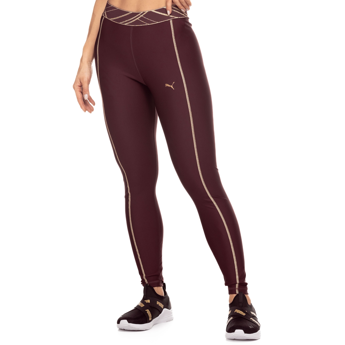 Calça Legging Feminina Puma Deco Glam High Waist Full Tight - Foto 4