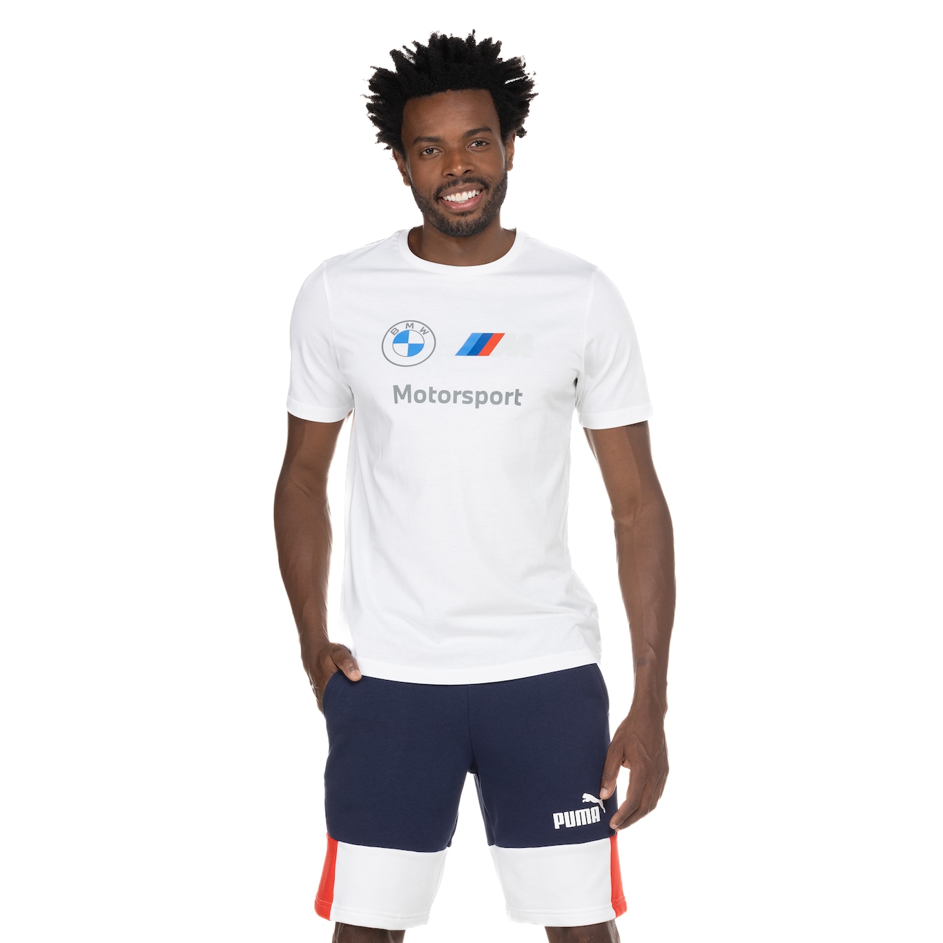 Camiseta Puma Manga Curta BMW Motorsport Essential Logo Tee - Masculina - Foto 4