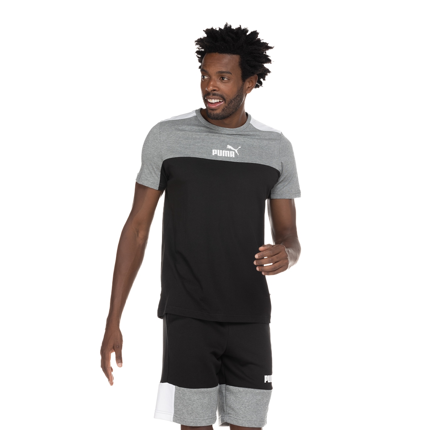 Camiseta Puma Manga Curta Essential Block Tee - Masculina - Foto 4