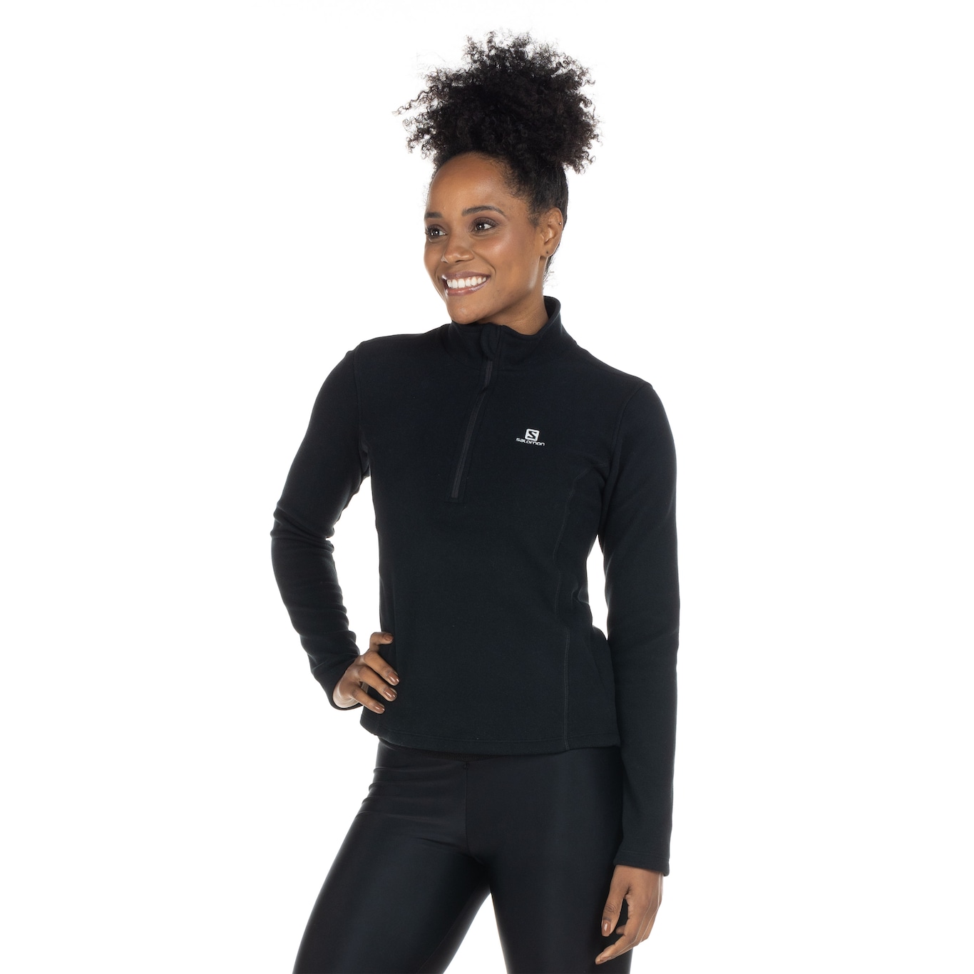 Blusa de Fleece Feminina Salomon Polar 1/2 Zíper com Proteção Solar UV - Video 1