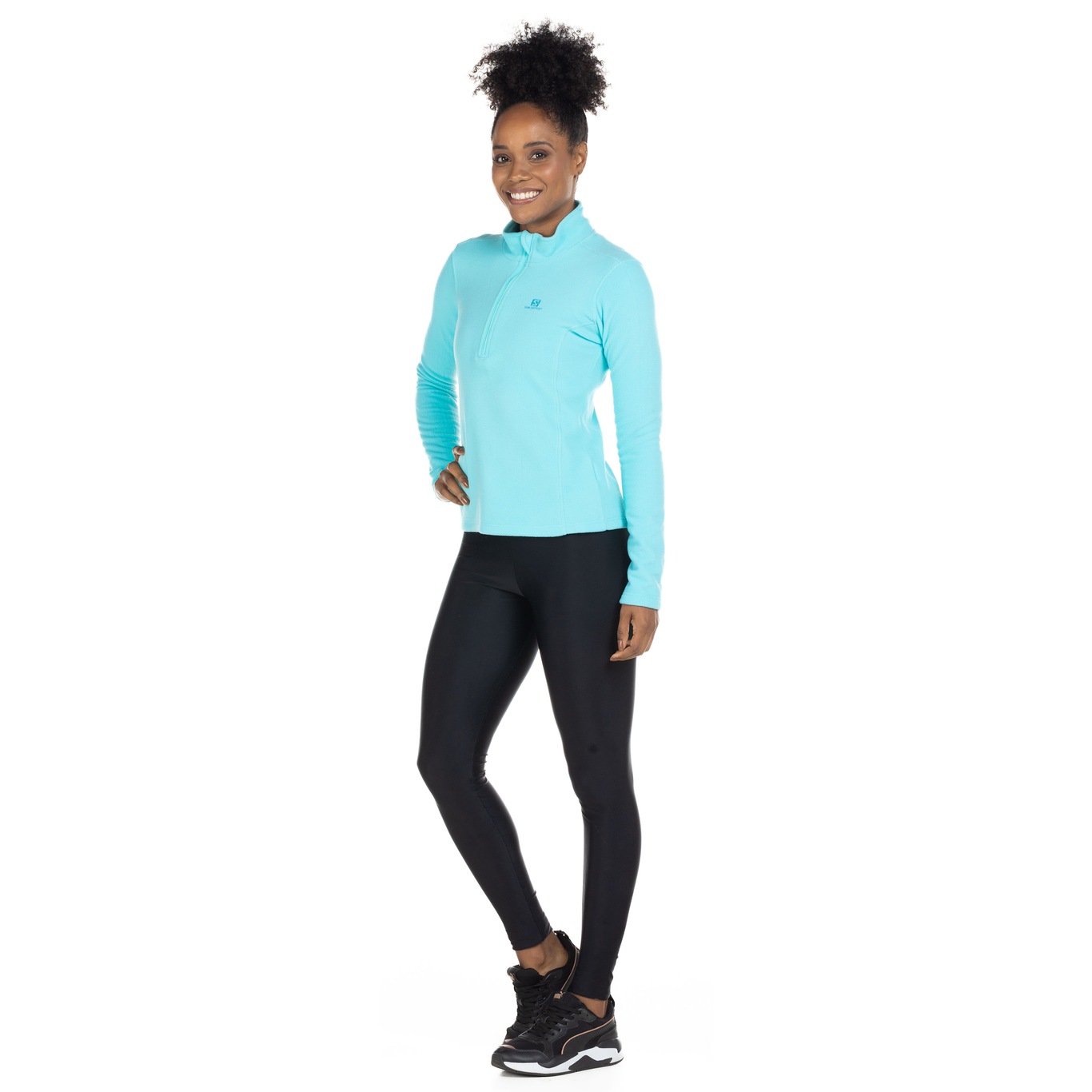 Blusa de Fleece Feminina Salomon Polar 1/2 Zíper com Proteção Solar UV - Foto 4