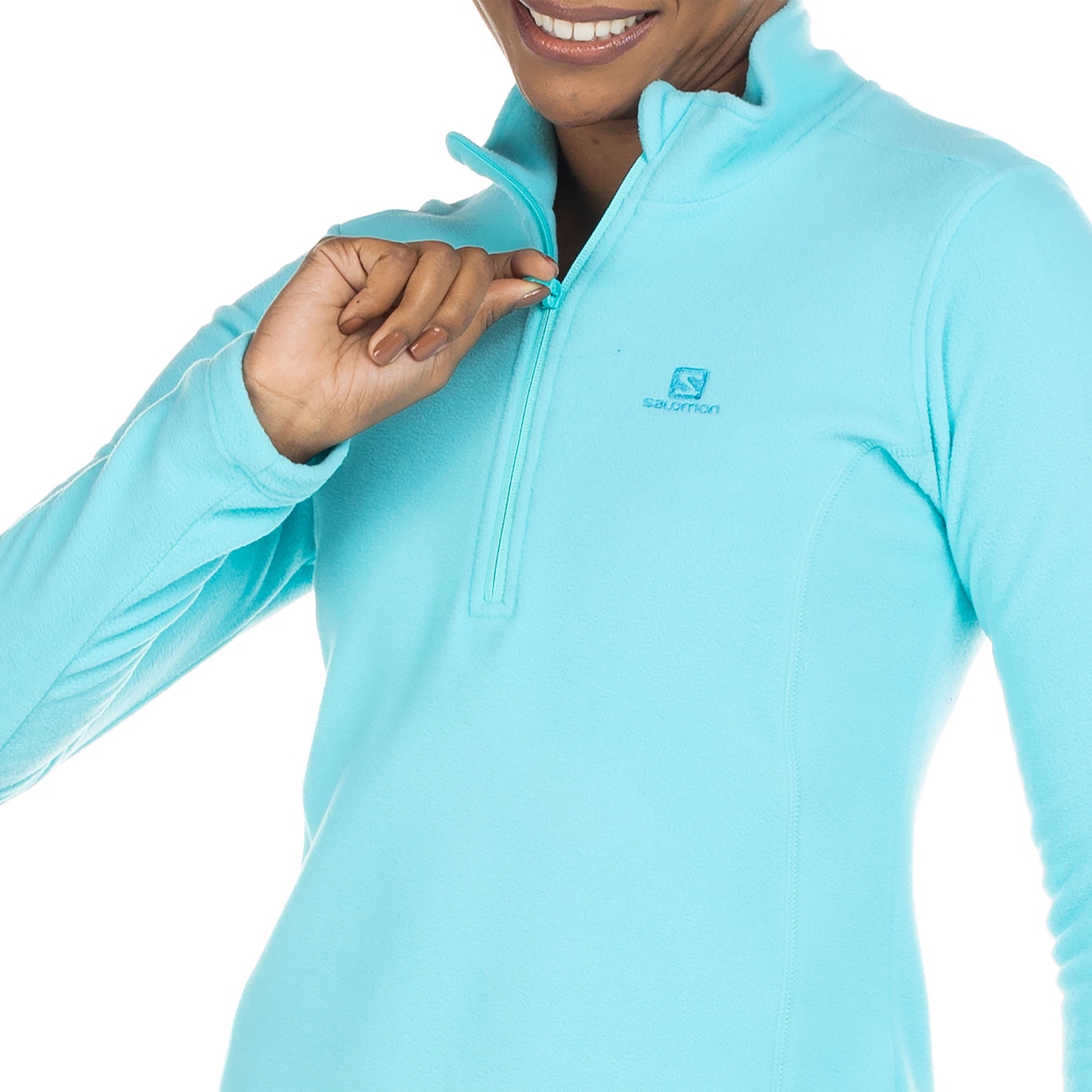 Blusa de Fleece Feminina Salomon Polar 1/2 Zíper com Proteção Solar UV - Foto 5