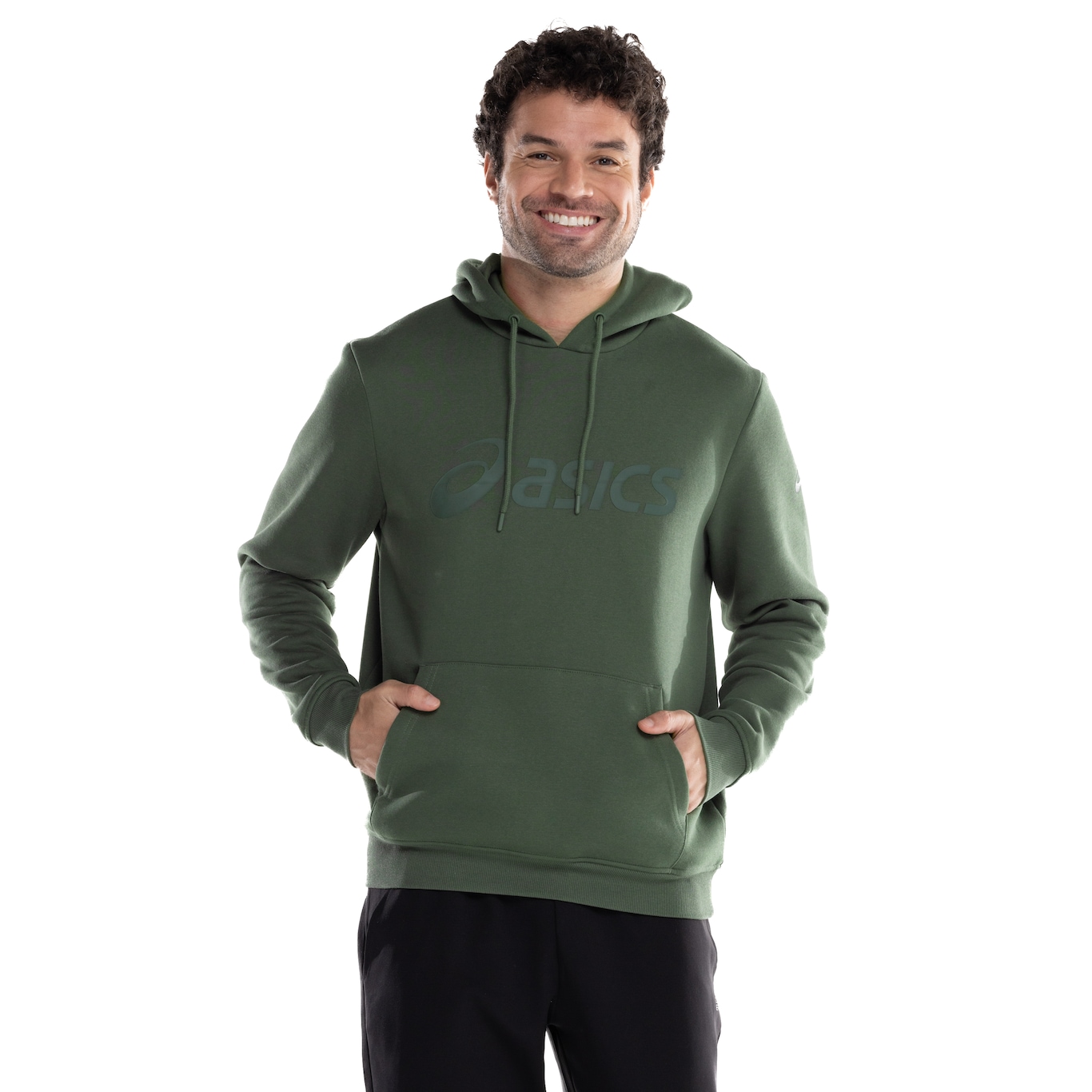 Blusa de Moletom Masculina ASICS com Capuz Canguru Fechado Fleece - Video 1