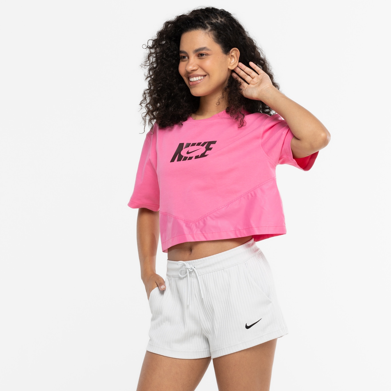 Blusa Cropped Feminina Nike Manga Curta Sportswear IC SS AOP - Foto 6