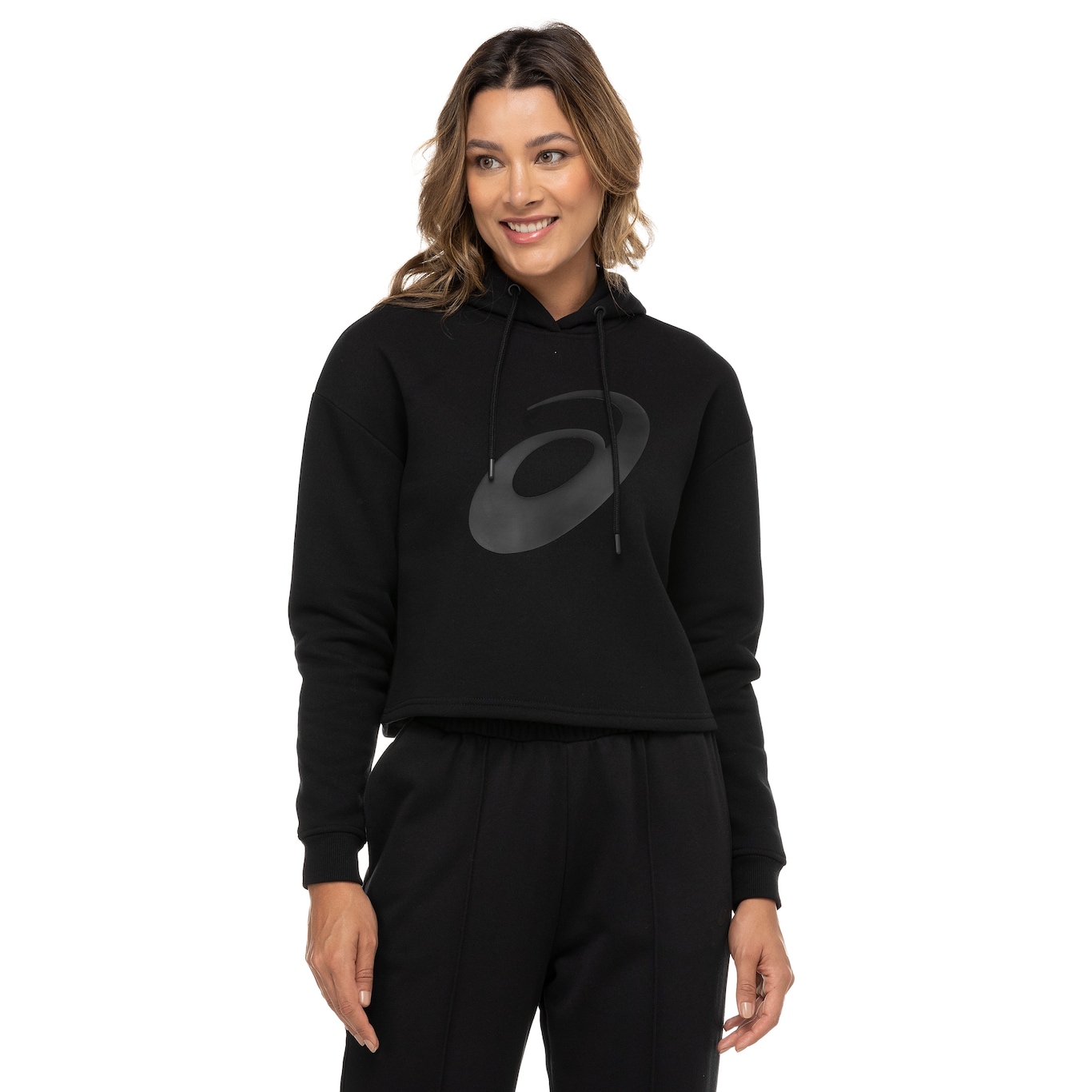 Blusa de Moletom Cropped Feminina ASICS com Capuz e Fleece - Video 1